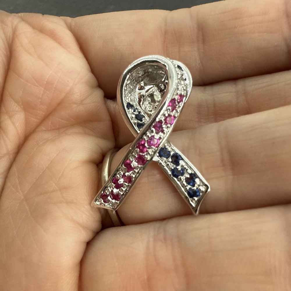 Red White Blue Jewels Ribbon Pin Nice Design & Quality - Picture 2 of 9